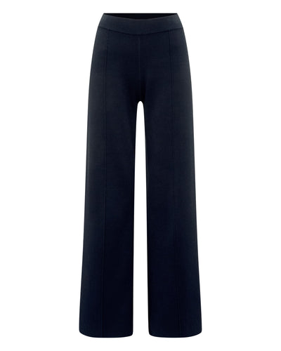 N.Peal Women's Double Faced Cotton Blend Trousers Navy Blue