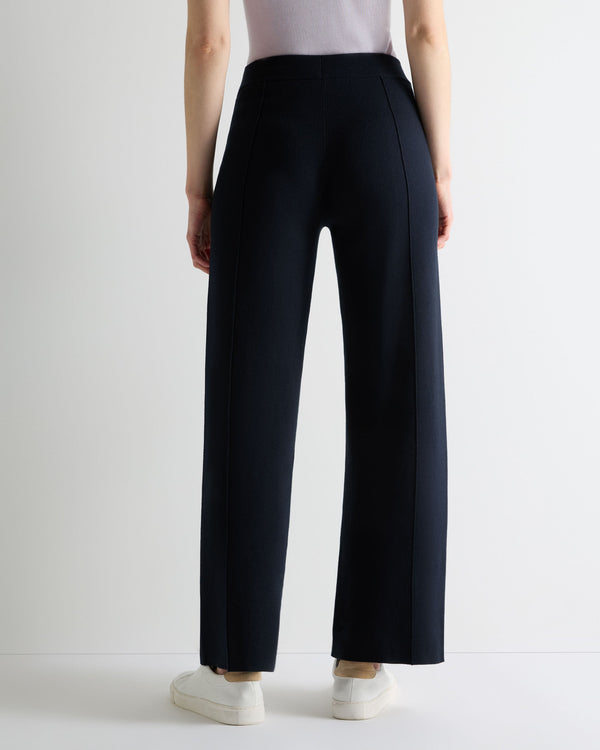 N.Peal Women's Double Faced Cotton Blend Trousers Navy Blue