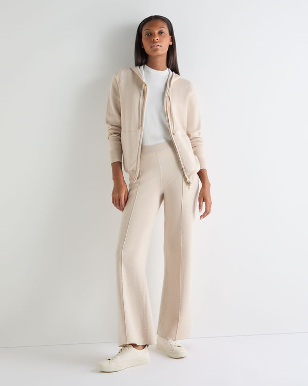 N.Peal Women's Double Faced Cotton Blend Trousers Sandstone Brown