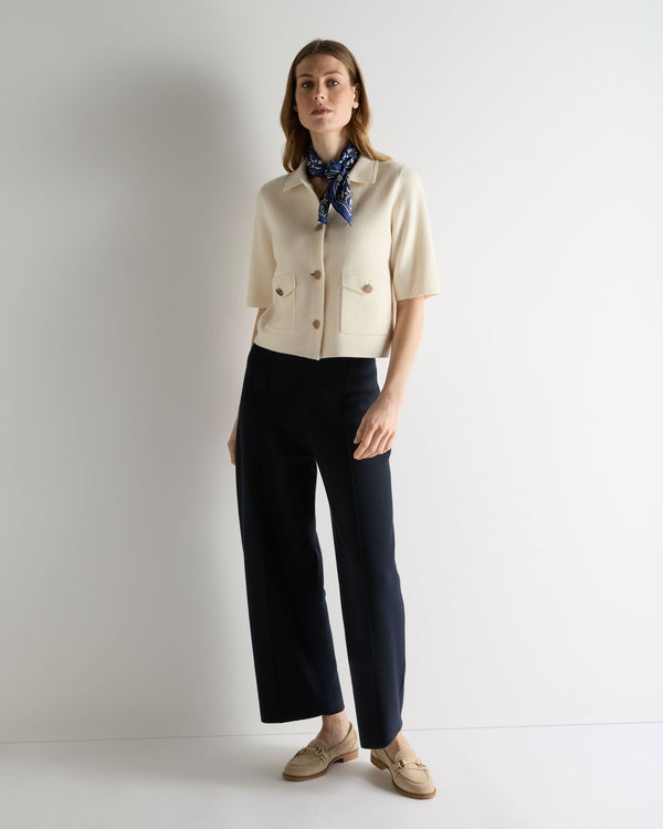 N.Peal Women's Ashby Short Sleeve Cashmere Jacket New Ivory White