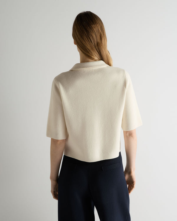 N.Peal Women's Ashby Short Sleeve Cashmere Jacket New Ivory White