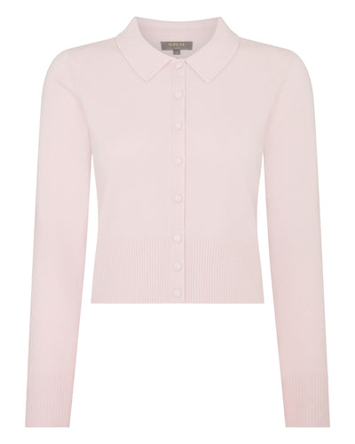N.Peal Women's Thea Collared Cashmere Cardigan Powder Pink