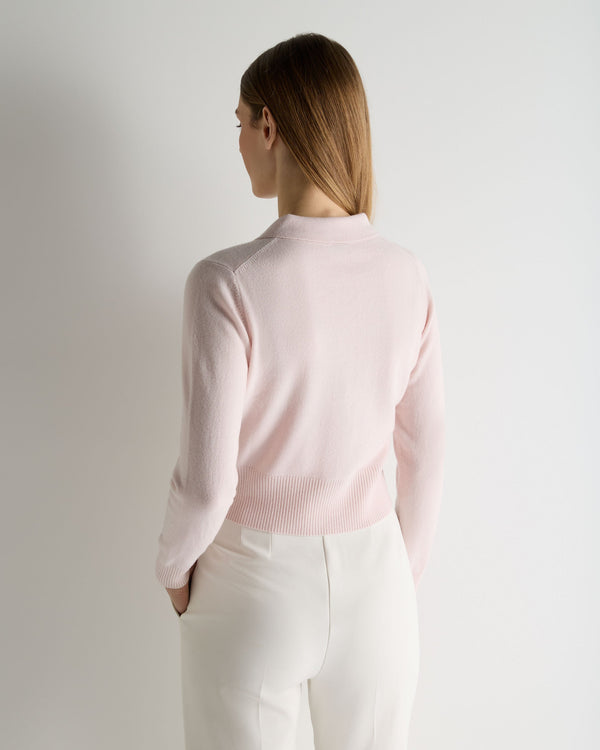 N.Peal Women's Thea Collared Cashmere Cardigan Powder Pink