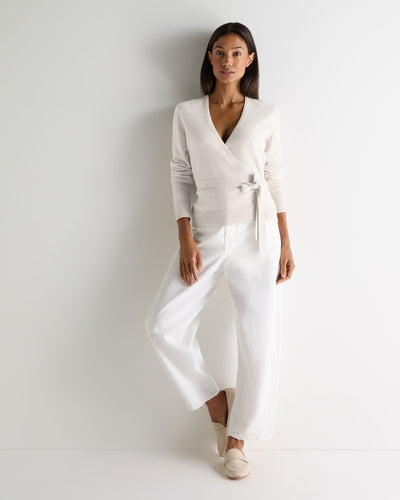 N.Peal Women's Arabella Wrap Cashmere Cardigan New Ivory White