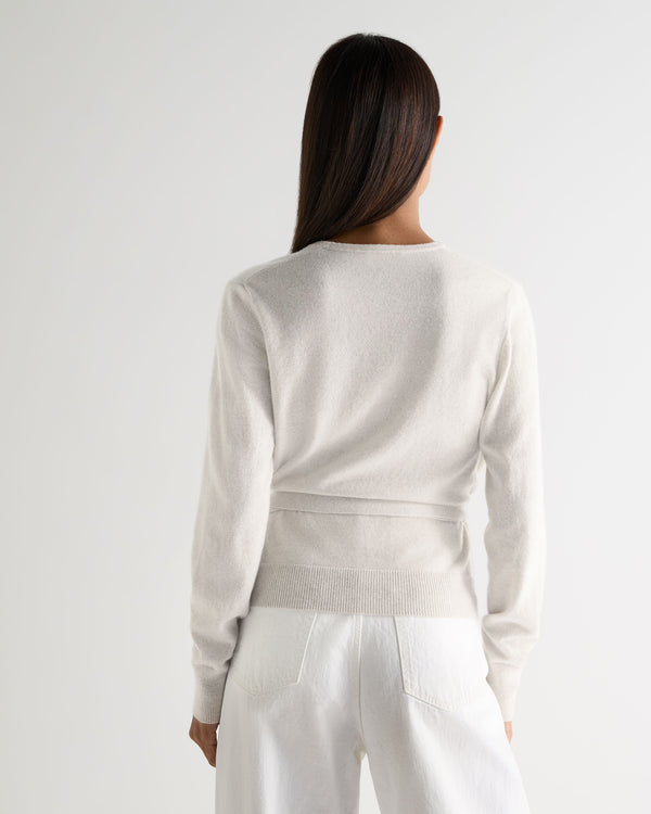 N.Peal Women's Arabella Wrap Cashmere Cardigan New Ivory White