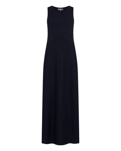 N.Peal Women's Sleeveless Cotton Blend Maxi Dress Navy Blue