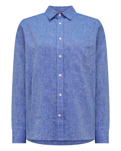 N.Peal Women's Valencia Linen Shirt Denim Blue