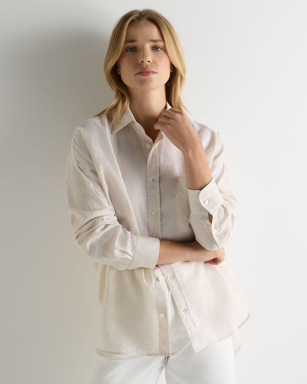 N.Peal Women's Valencia Linen Shirt Stone Brown