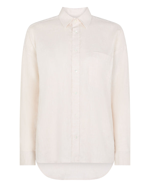 N.Peal Women's Valencia Linen Shirt Stone Brown
