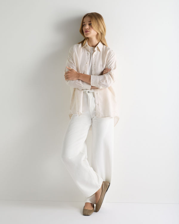 N.Peal Women's Valencia Linen Shirt Stone Brown