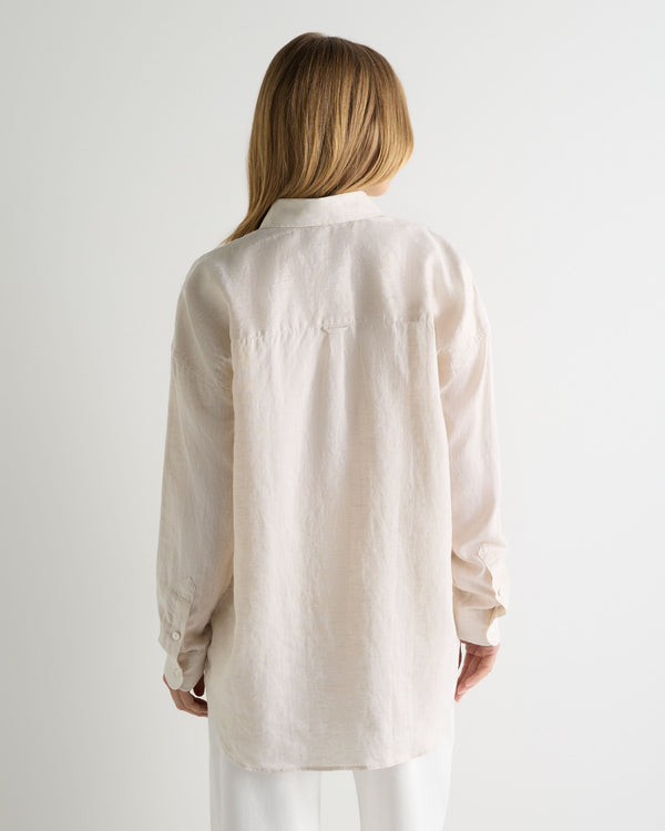 N.Peal Women's Valencia Linen Shirt Stone Brown