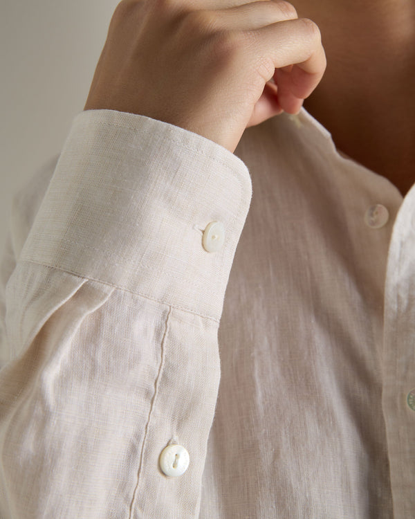 N.Peal Women's Valencia Linen Shirt Stone Brown