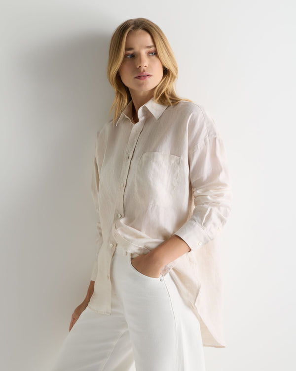 N.Peal Women's Valencia Linen Shirt Stone Brown