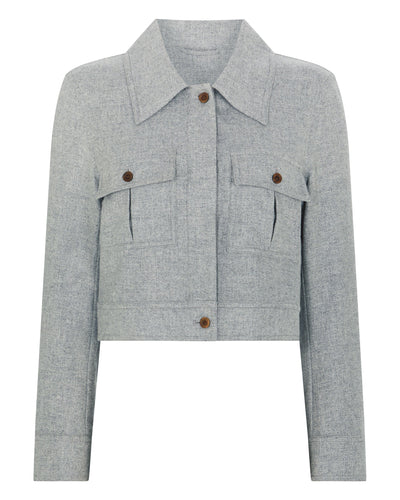 N.Peal Women's Woven Cashmere Cropped Jacket Grey