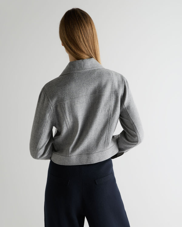 N.Peal Women's Woven Cashmere Cropped Jacket Grey