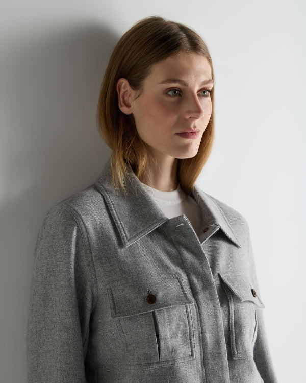 N.Peal Women's Woven Cashmere Cropped Jacket Grey