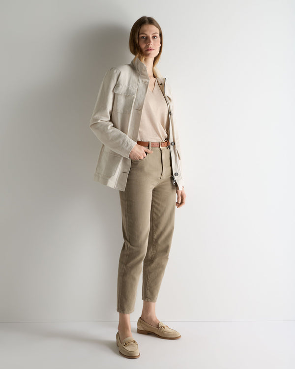 N.Peal Women's Cotton Blend V Neck Top Sandstone Brown