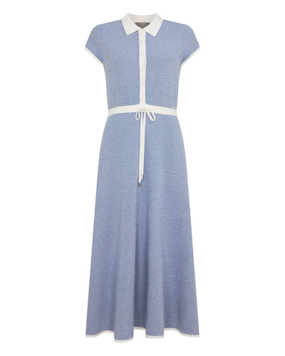 N.Peal Women's Dulcie Jacquard Cotton Cashmere Dress Denim Blue