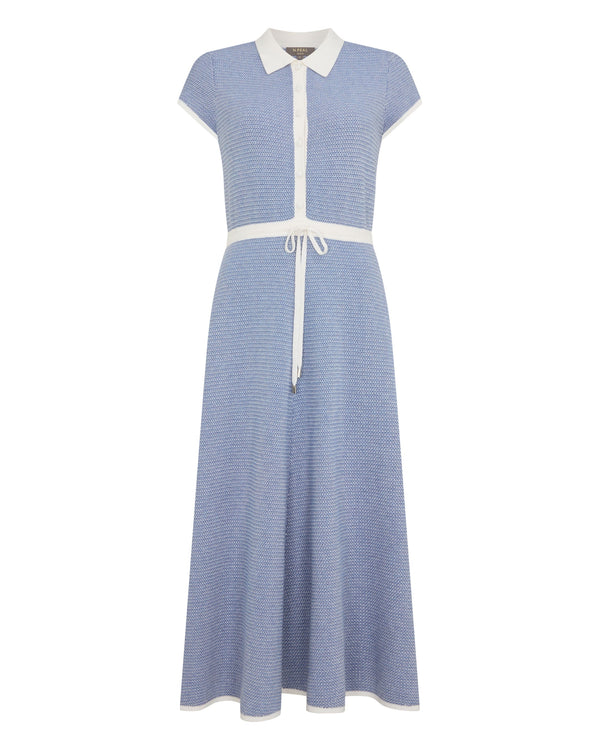 N.Peal Women's Dulcie Jacquard Cotton Cashmere Dress Denim Blue