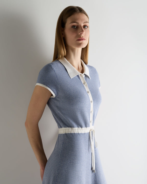 N.Peal Women's Dulcie Jacquard Cotton Cashmere Dress Denim Blue