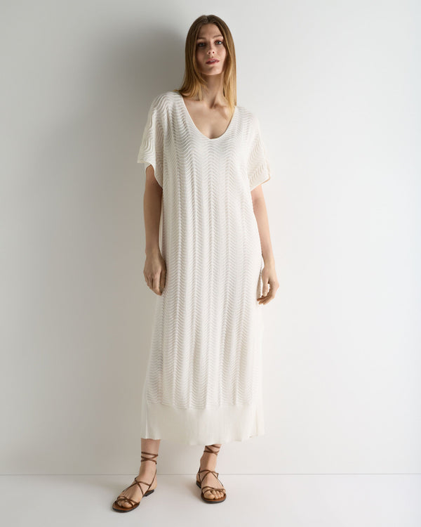 N.Peal Women's Waverly Cotton Blend Dress New Ivory White