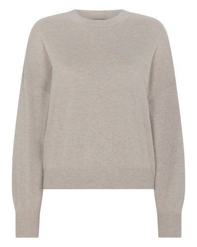 N.Peal Women's Balloon Sleeve Cashmere Jumper Oat Grey
