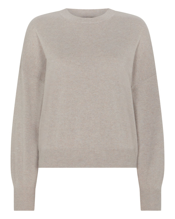 N.Peal Women's Balloon Sleeve Cashmere Jumper Oat Grey