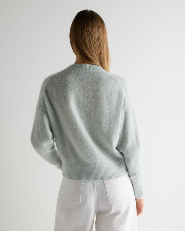 N.Peal Women's Plush V Neck Cashmere Jumper Mint Green