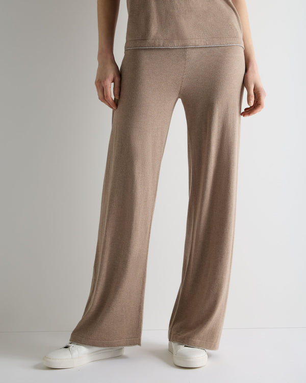 N.Peal Women's Roche Silk Blend Trousers Mink Brown