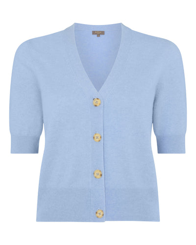 N.Peal Women's Clara V Neck Cashmere Cardigan Sea Mist Blue