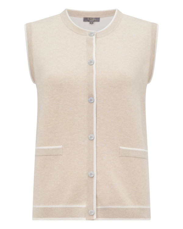 N.Peal Women's Double Faced Cotton Blend Tank Sandstone Brown