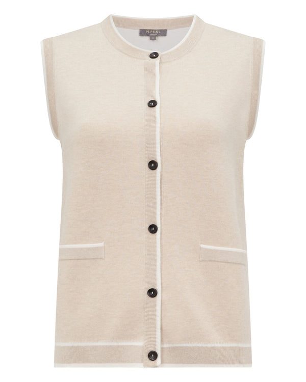 N.Peal Women's Double Faced Cotton Blend Tank Sandstone Brown