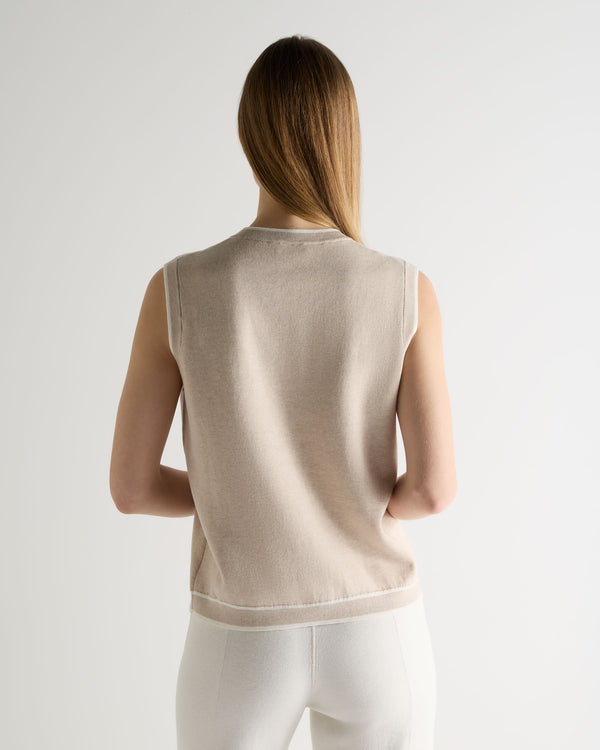 Women's Double Faced Cotton Blend Tank Sandstone Brown