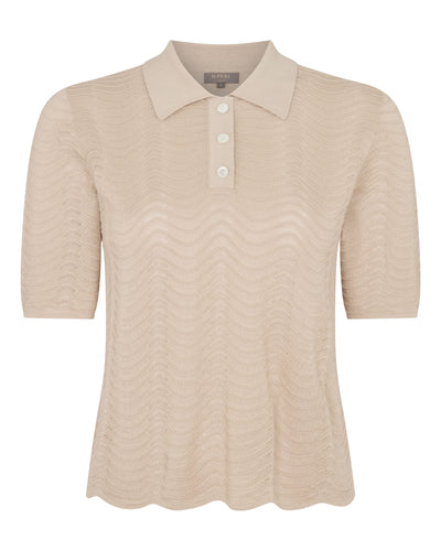 N.Peal Women's Waverly Silk Cashmere Polo Top Sandstone Brown