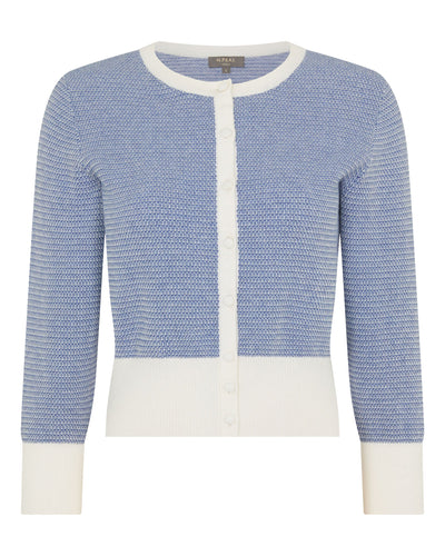 Women's Dulcie Jacquard Silk Cashmere Cardigan Denim Blue