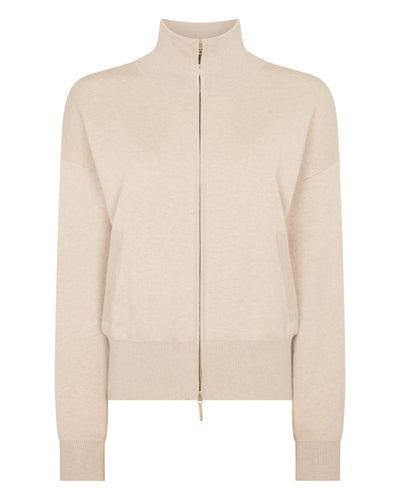 N.Peal Women's Double Faced Cotton Blend Bomber Sandstone Brown