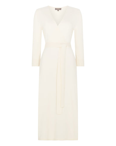 N.Peal Women's Willa Wrap Cashmere Dress New Ivory White