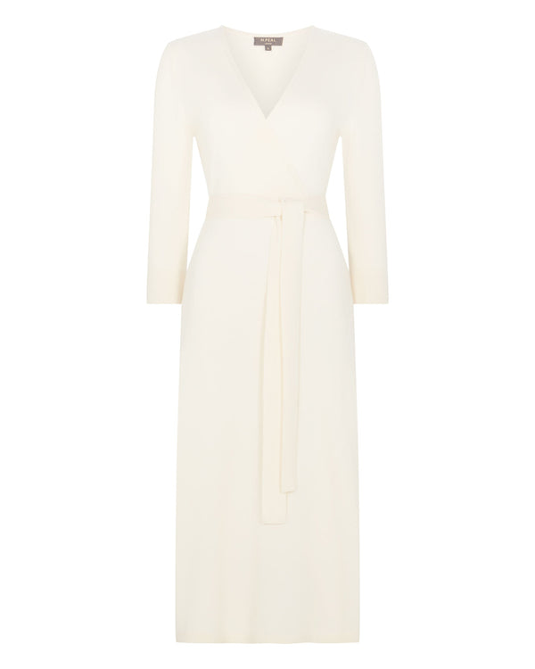 N.Peal Women's Willa Wrap Cashmere Dress New Ivory White