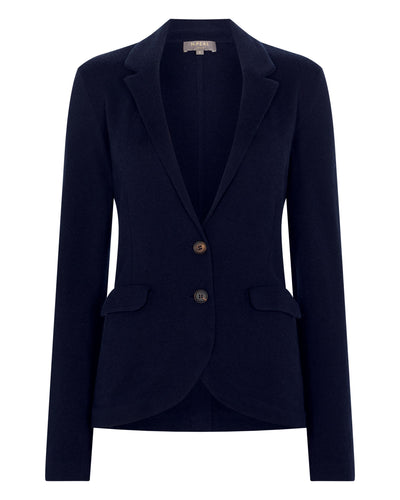 N.Peal Women's Jayde Silk Blend Blazer Navy Blue