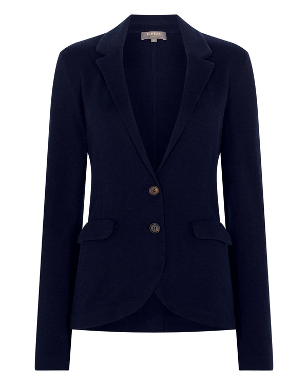 N.Peal Women's Jayde Silk Blend Blazer Navy Blue