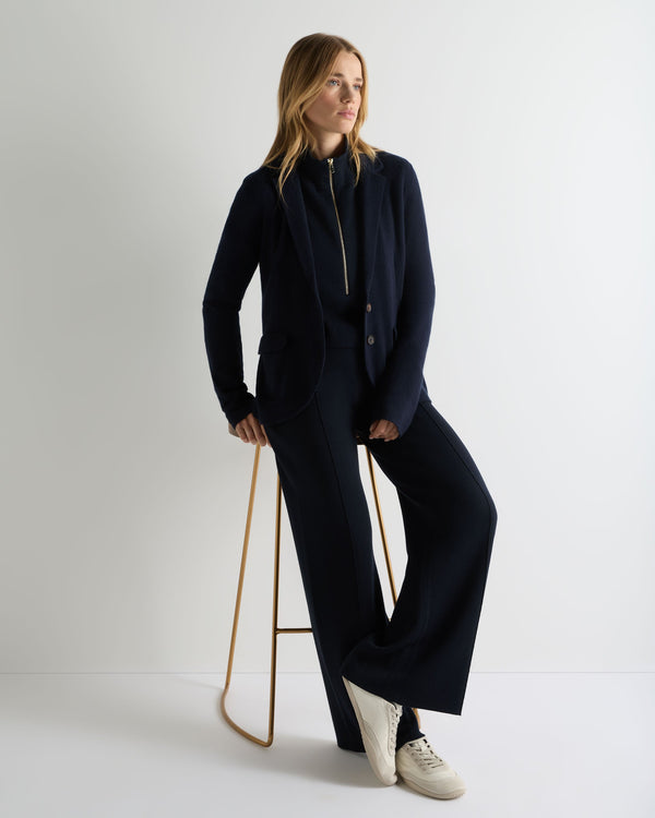 N.Peal Women's Jayde Silk Blend Blazer Navy Blue