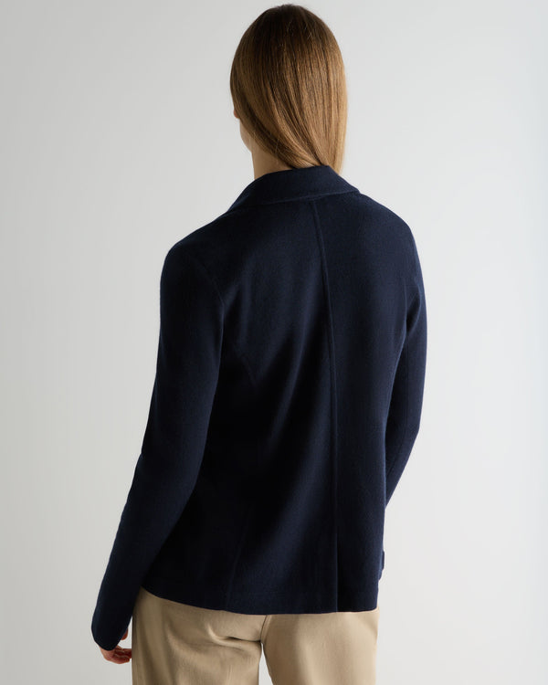 N.Peal Women's Jayde Silk Blend Blazer Navy Blue