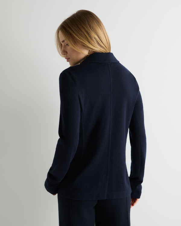 N.Peal Women's Jayde Silk Blend Blazer Navy Blue