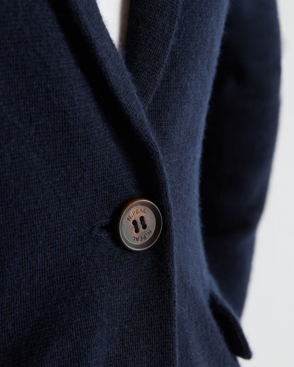 N.Peal Women's Jayde Silk Blend Blazer Navy Blue