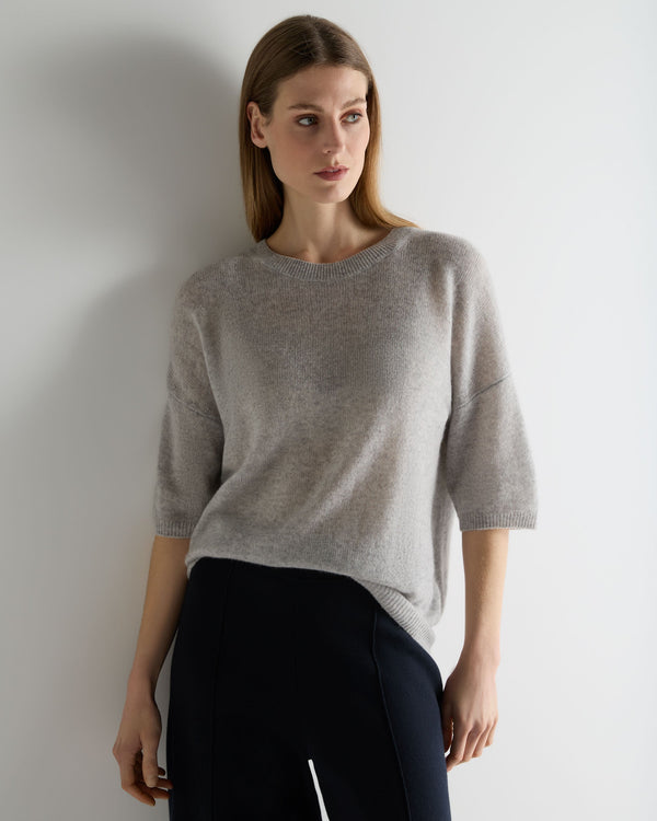 N.Peal Women's Oversized Cashmere T-Shirt Fumo Grey