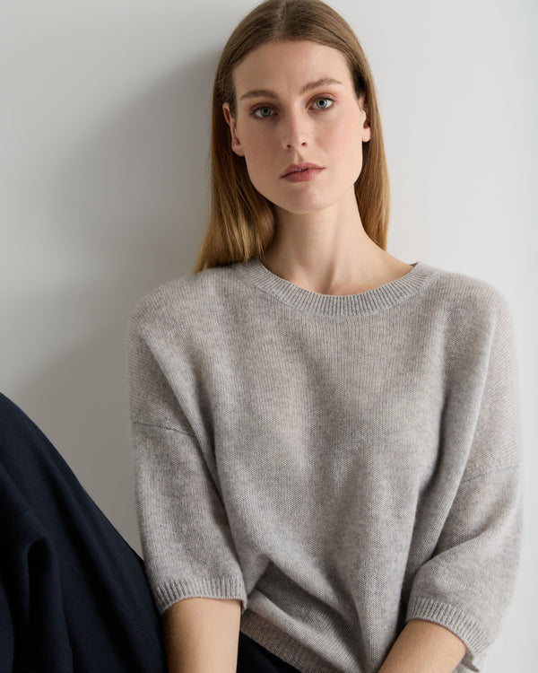 N.Peal Women's Oversized Cashmere T-Shirt Fumo Grey