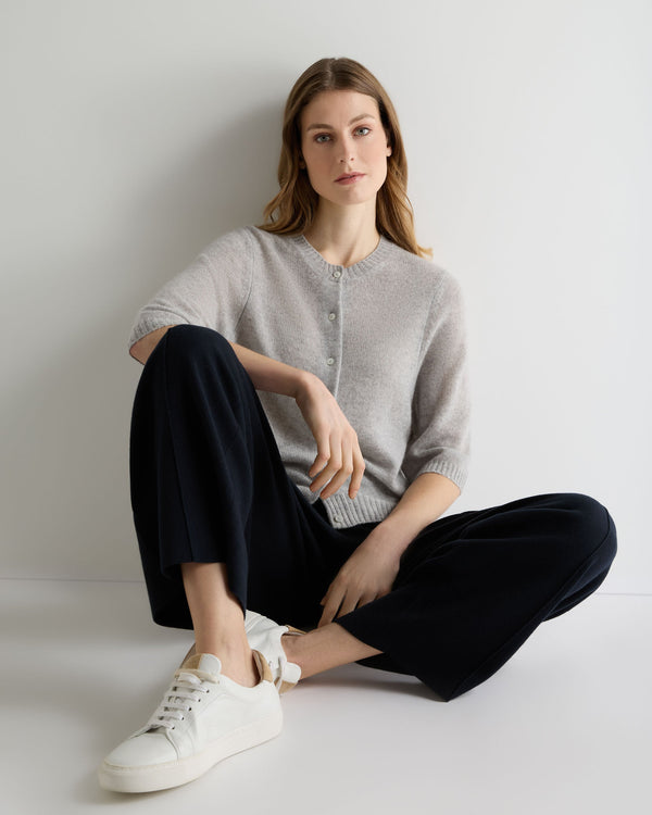 N.Peal Women's Air Cashmere Cardigan Fumo Grey