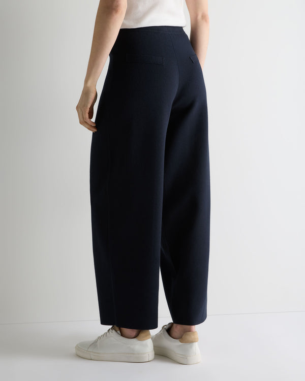N.Peal Women's Barrel Leg Cotton Blend Trouser Navy Blue
