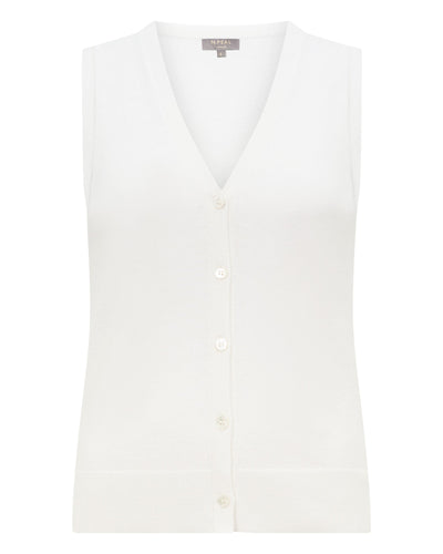 N.Peal Women's Selene Linen Blend Tank White