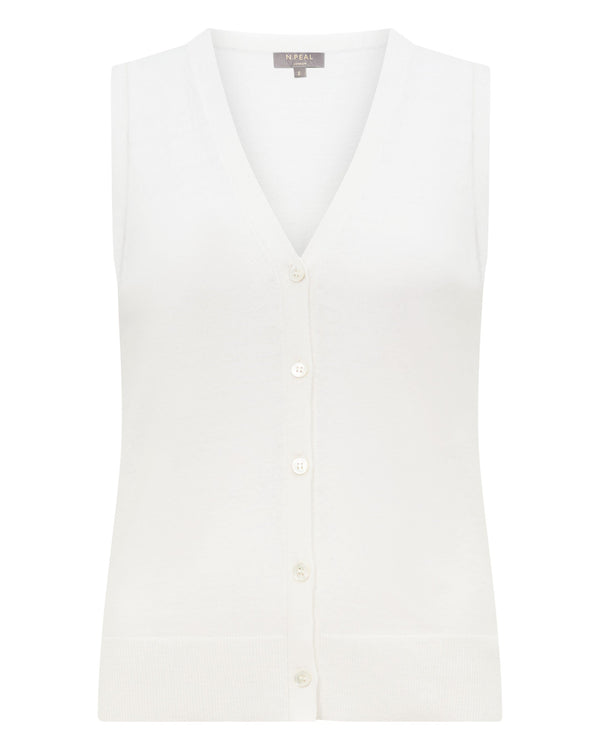 N.Peal Women's Selene Linen Blend Tank White